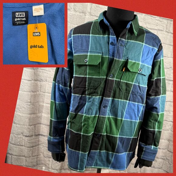 Levi's Gold Tab Fleece Lined Men's Small Jackson Flannel Button-Up Jacket NWT - Picture 1 of 15